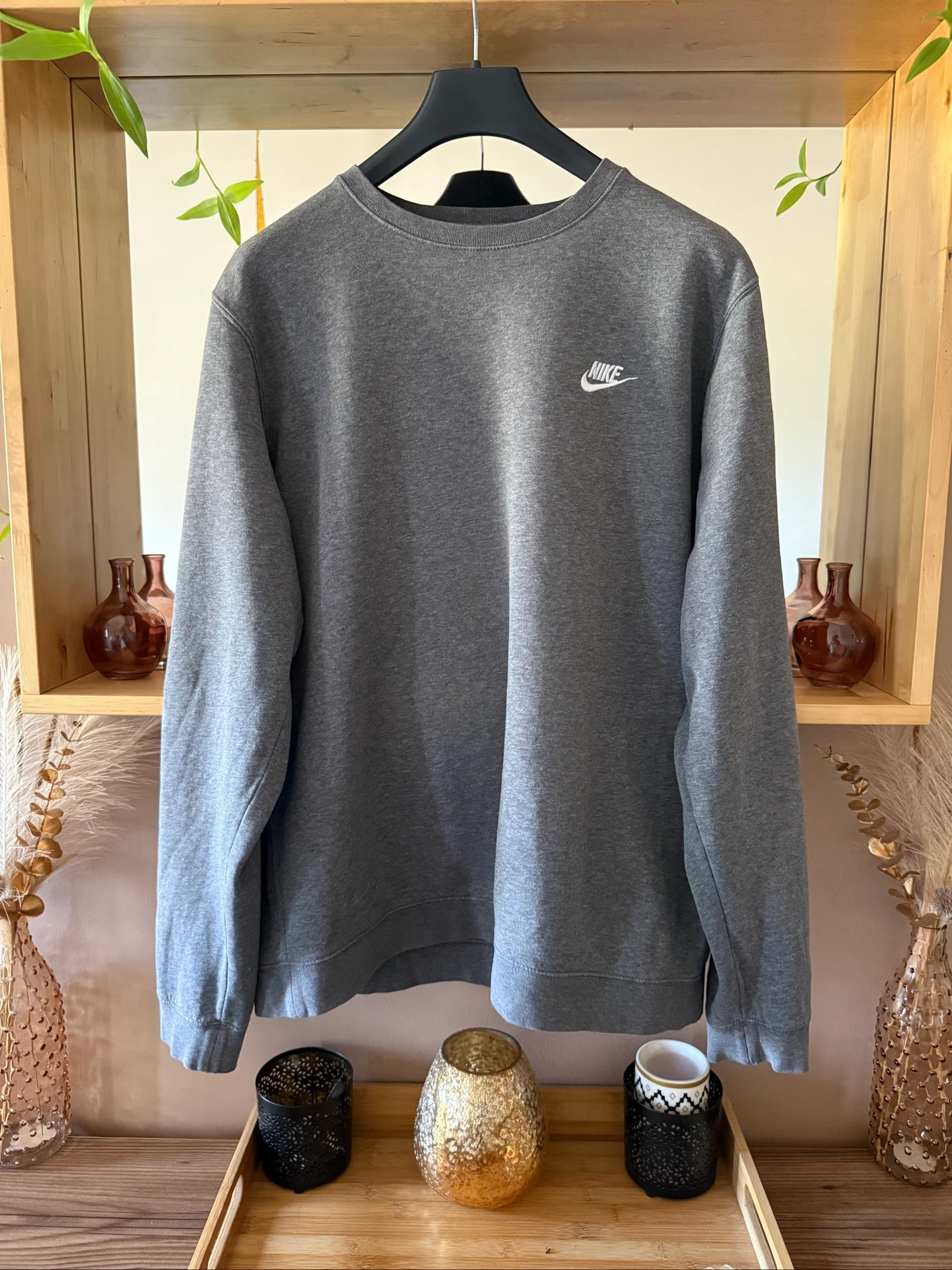 Sweat Nike vintage homme L gris – Logo brodé – Bon état